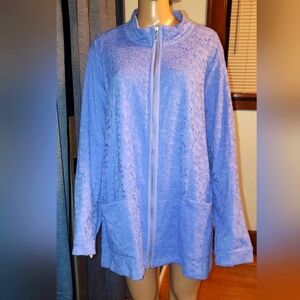 d&c brand, Size 3X, purple zip front floral jacket.